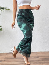Tie Dye Side Split Slim Skirt, Elegant High Waist Maxi Skirt For Spring & Summer, Women's Clothing