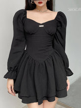 Puff Sleeve Double Layer Ruched Dress