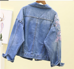 Pbong mid size graduation outfit romantic style teen swag clean girl ideas 90s latina aestheticAutumn Women Denim Jacket Embroidery Three-dimensional Floral Jeans Jacket Beading Pearl Ripped Hole Bomber Outerwear P778