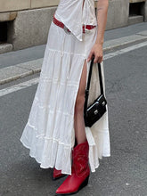 Women'S Tiered Long Skirt, Featuring a Drawstring Elastic Waist Design And Elegant Solid-Color Ruching Throughout The Skirt, Forms a Unique Midi-Length Style. The Flowing Side Slit And A-Line Cut Showcase The Femininity And C