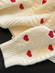 Autumn Heart Pattern Pullover Sweater Cozy Heart Pattern Pullover Round Neck Autumn And Winter Sweater, Fall Sweaters
