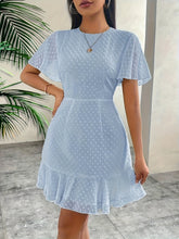Summer Chiffon Ruffle Dress Summer Fashion Solid Color Chiffon Ruffle Hem Dress - Casual Crew Neck Short Sleeve A-Line Pendulum - 95% Polyester 5% Elastane
