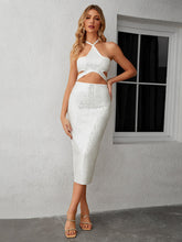 White Halter Diamond Setting Bandage Dress
