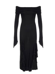 Gothic Black Side Split Maxi Dress