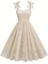 New Women'S Embroidered Mesh Tie-Up Dress