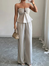 Ruched Tube Top and Pants Set