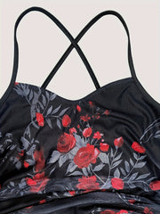Elegant Sleeveless Bodycon Floral Print Spaghetti Suspender Dress - Cami Dress for Spring & Summer - Women's Clothing
