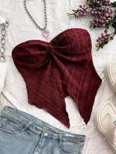 Solid Strapless Lace Bandeau Top Elegant Lace Hollow Bandeau Top, Polyester and Elastane Blend, Knit Fabric, Solid Color, Strapless Design, for All Seasons