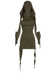 Vintage Army Green With Sleeve Dress