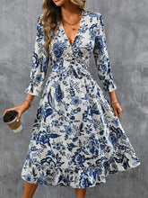 Elegant Celadon Style Print Dress Women'S Elegant Print Temperament Casual Celadon Style Dress