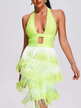 Bandage Fluorescent Green Strapless Backless Dress