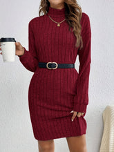 Stylish Turtle Neck Knit Dress - Soft, Elegant, Textured Long Sleeve Design for Spring & Fall, Comfortable Women's Clothing for Everyday Wear