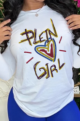 Pbong - White Daily Vintage Print Patchwork Letter O Neck Tops