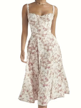 Trendy Ruched Tie Front Cami Dress Milkmaid Dress, Ditsy Floral Dress, Corseted Dress, Midriff Waist Shaper, Trendy Women's Ruched Tie Front Split Thigh Cami Dress Sleeveless Womenswear Comfortable