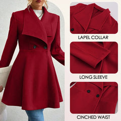 Women's Coats Winter Solid Color Long Sleeve Lapel Button-Up Work Coats New Year Red Valentine's Day Gift Outerwears