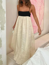 Contrast Color Suspender Dress Women's Fashion Sexy Backless Long Ball Gown Dress Sleeveless Loose Female Holiday Clothes