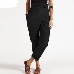 Fashion Pantalon Casual Long Palazzo Women's Harem Pants Woman Big Pockets Side Zipper Trousers Plus Size Turnip 5XL