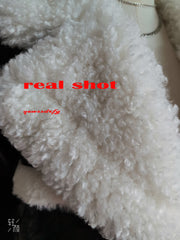 Lamb Wool Shiny Down Jacket Women mid-length new Winter Black Thick Duck Down Fur Coat