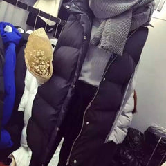 Women Long Thick Warm Cotton Padded Puffer Vests Sleeveless Parkas Jacket