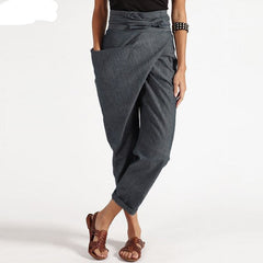 Fashion Pantalon Casual Long Palazzo Women's Harem Pants Woman Big Pockets Side Zipper Trousers Plus Size Turnip 5XL