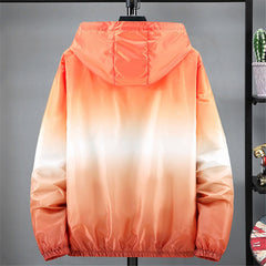 Jacket Women Ultra Thin Sunscreen Coat Spring Summer New Fashion Gradient Orange Blue Pink Plus Size Loose Hooded Tops N852