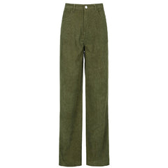 HEYounGIRL Khaki Casual Skinny Corduroy Pants Women Y2K Autumn High Waist Long Trousers Ladies Fashion 90s Streetwear Joggers