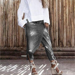 Pbong mid size graduation outfit romantic style teen swag clean girl ideas 90s latina aestheticNew Fashion Capri pantsRipped Boyfriend Jeans for Women Fashion Low Waist Fake Two Layers Jeans Plus Size 5XL Pantalones
