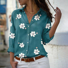 Floral Print Women Shirts And Blouses Spring Fashion Turn-down Collar Long Sleeve Office Lady Tops Plus Size Casual Blouse