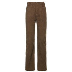Sweetown Corduroy Y2K Joggers Women Cargo Pants 90s Streetwear Caramel Brown Low Waist E Girl Aesthetic Straight Trousers Female