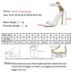 Summer Silver Gold Peep Toe High Heel Sandals Sexy Buckle Strap Ankle-Wrap Ladies Club Women Stripper Shoes