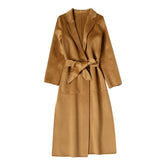European and American water wave cashmere coat women's medium and long winter wool coat double-sided women's cloth coat