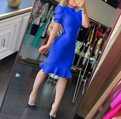 High Quality Black Purple Short Sleeve Ruffles Rayon Bandage Dress Elegant Club Party Dress Vestidos Pbong mid size graduation outfit romantic style teen swag clean girl ideas 90s latina aesthetic