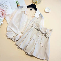 Pbong mid size graduation outfit romantic style teen swag clean girl ideas 90s latina aestheticNew Summer Casual Three Piece Sets Women Turn-down Collar Tops And Vest And Wide Leg Shorts Pants Female Suit Outfits