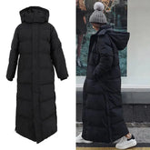 Super Long Padded Cotton Jacket Women New Korean Over-The-Knee Fashion Parkas Winter Female Thick Black Down Cotton Coat
