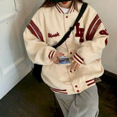 Jacket Women Jackets Oversized Baseball Punk Clothes Autumn/winter New Clothes Korean Students Thickened Plus Velvet Sweatshirt