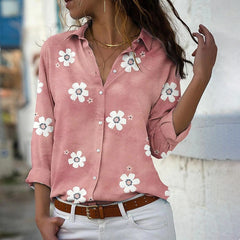Floral Print Women Shirts And Blouses Spring Fashion Turn-down Collar Long Sleeve Office Lady Tops Plus Size Casual Blouse