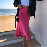 Pbong mid size graduation outfit romantic style teen swag clean girl ideas 90s latina aesthetic freaknik tomboy swaggy going oSlim Women Pink Satin Skirts for Ladies Yellow Skinny Pencil Skirt Girls Elegant Party Smooth Clothes Jupe Femme Faldas