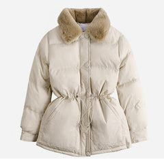 Winter Jacket Women Slim Cotton padded coat Fashion Fur collar Casual Parkas Single breasted Coats Female Thick Warm Overcoat