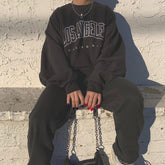 Letter Los Angeles Sweatshirt Hip Hop Pullovers O-neck Regular Trendy Knitted Unisex
