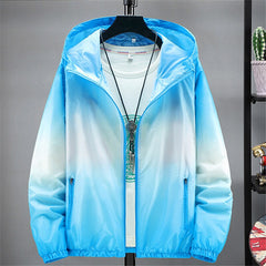 Jacket Women Ultra Thin Sunscreen Coat Spring Summer New Fashion Gradient Orange Blue Pink Plus Size Loose Hooded Tops N852