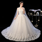 Wedding Dress Elelgant Court Train Lace Embroidery Princess Vintage Wedding Dresse Plus Szie Wedding Gowns