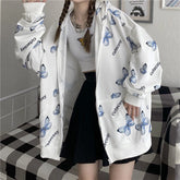 Summer Harajuku Butterfly Hoodie With Zipper Women Sweatshirt Spring Oversized Hoodies Outerwear Plus Size