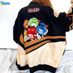 women's jacket spring Printed zipper Long Sleeve vintage racing jacket Sport Style Woman bombers jacket ropa mujer