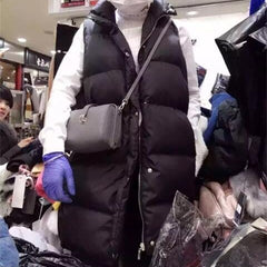 Women Long Thick Warm Cotton Padded Puffer Vests Sleeveless Parkas Jacket
