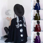 Ponchos and Capes Women Moon Printing Asymmetric Hem Steampunk Phases Spring Autumn Wrapped Shawl Gothic Cloaks Cape