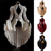 Pbong mid size graduation outfit romantic style teen swag clean girl ideas 90s latina aestheticWomen Vintage Lace Victorian Dress Long Flare Sleeve Gothic Long Tail Pleated Hollow Out Dresses Halloween Retro Dress Cosplay