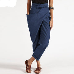 Fashion Pantalon Casual Long Palazzo Women's Harem Pants Woman Big Pockets Side Zipper Trousers Plus Size Turnip 5XL