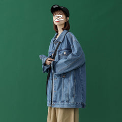 Oversize Jeans Jacket Women Pocket Loose Coats Female Turn-down Collar Blue Casual Denim Coat Women plus size 4XL 5XL