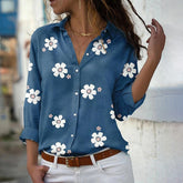 Floral Print Women Shirts And Blouses Spring Fashion Turn-down Collar Long Sleeve Office Lady Tops Plus Size Casual Blouse