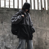 women's winter top retro stitched women's Hoodie loose velvet zipper men's and sweatshirt women clothes for teens